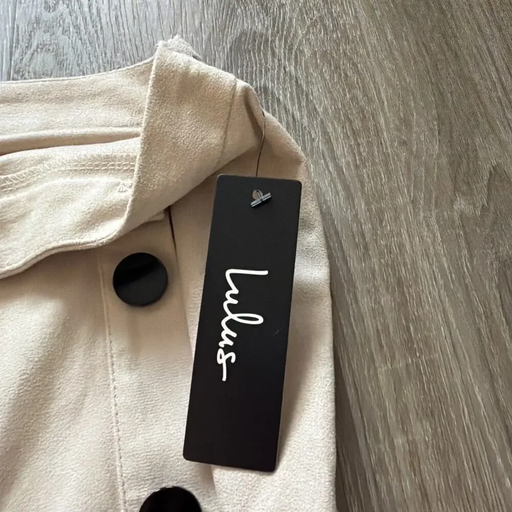 LULUS Vegan Brown Faux Suede Wrap Mini Skirt Small NEW‎
